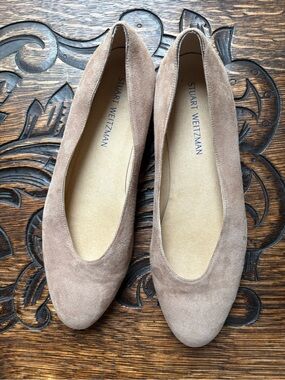 Stuart Weitzman Taupe Suede Ballet Flats